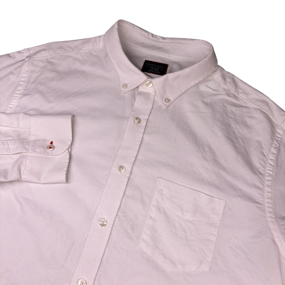 UNTUCKit Button Down Shirt Mens XXL Tall Slim White Cotton Oxford Long Sleeve